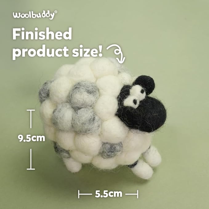 Woolbuddy Needle Felting Kit for Beginners & Adults – DIY Sheep Animal Craft Kit – Complete Starter Set with Wool, Needles & Step-by-Step Instructions