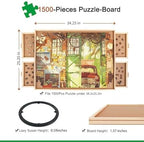 ALL4JIG 1500 Piece Rotating Puzzle Board with Drawers and Cover,25"x34"Portable Wooden Jigsaw Puzzle Table for Adults Portable,Lazy Susan Spinning Puzzle Boards Birthday Gift for mom