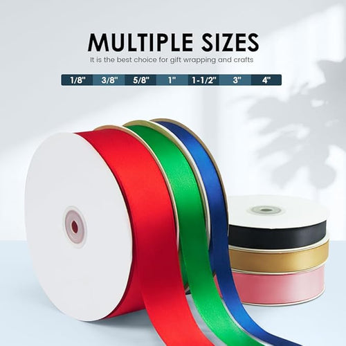 1/8" Wide x 100 Yards Single Face Polyester Satin Ribbon, Satin Ribbon for Crafts, Gift, Hair Bows, Wedding Party Decoration, Bow Making & Other Projects (Green)