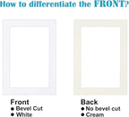 Egofine 11x14 White Picture Mats Pack of 6, Frame Mattes for 8x10 Pictures, Acid Free, 1.2mm Thickness, with Core Bevel Cut