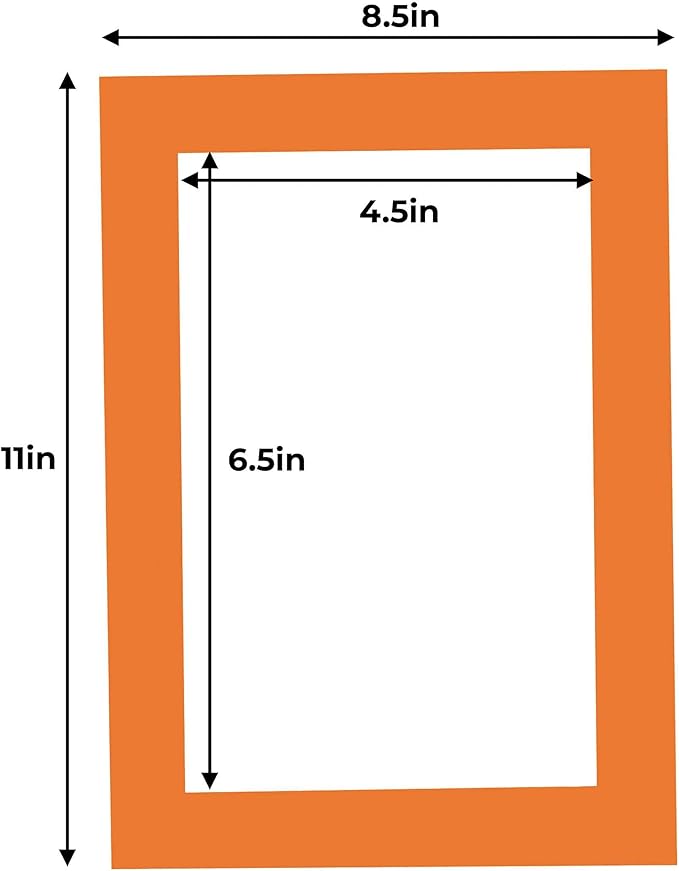 5x7 Mat for 8.5x11 Frame - Precut Mat Board Acid-Free Orange 5x7 Photo Matte Made to Fit a 8.5x11 Picture Frame, Premium Matboard for Family Photos, Show Kits, Art, Picture Framing, Pack of 1 Mat