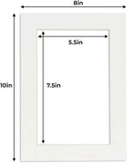 6x8 Mat for 8x10 Frame - Precut Mat Board Acid-Free Show Kit with Backing Board, and Clear Bags Textured White 6x8 Photo Matte Made to Fit a 8x10 Picture Frame Matboard for Framing, Pack of 1 Mat