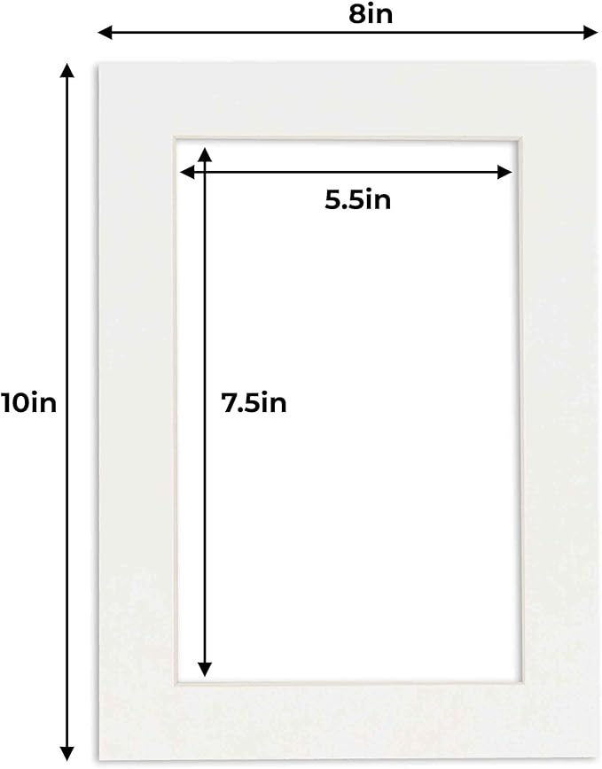 6x8 Mat for 8x10 Frame - Precut Mat Board Acid-Free Textured White 6x8 Photo Matte Made to Fit a 8x10 Picture Frame, Premium Matboard for Family Photos, Show Kits, Art, Picture Framing, Pack of 1 Mat