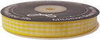 Yellow and White Gingham Plaid Checked Ribbon 25 Yards Per Roll Checkerd Craft 100% Polyester (3/8", Yellow)