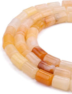 Natural Yellow Jade Cylinder Stone Loose Semi Gemstone Beads for Jewelry Making 10mmx14mm 38cm