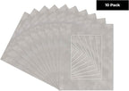 Pack of Ten Acid Free 8x10 Mats Bevel Cut for 6x8 Photos - Light Grey Suede Precut Matboards With Backing Boards and Self Seal Photo Mat Bags For Pictures, Photos, Framing - 4-ply Thickness