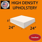 FoamRush 5" x 24" x 24" Upholstery Foam Cushion High Density (Square Foam for Dining Chairs, Chair & Wheelchair Seat Cushion Replacement)