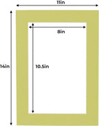 11x14 Mat for 8.5x11 Photo - Precut Pistachio Green Picture Matboard for Frames Measuring 11 x 14 Inches - Bevel Cut Matte to Display Art Measuring 8.5 x 11 Inches - Acid Free Pack of TEN MATS