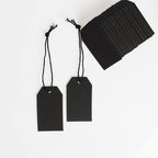 200PCS Paper Gift Tags with Free 200PCS Black Cotton Strings,Blank hangtags for DIY Wedding Holiday Present(Black)