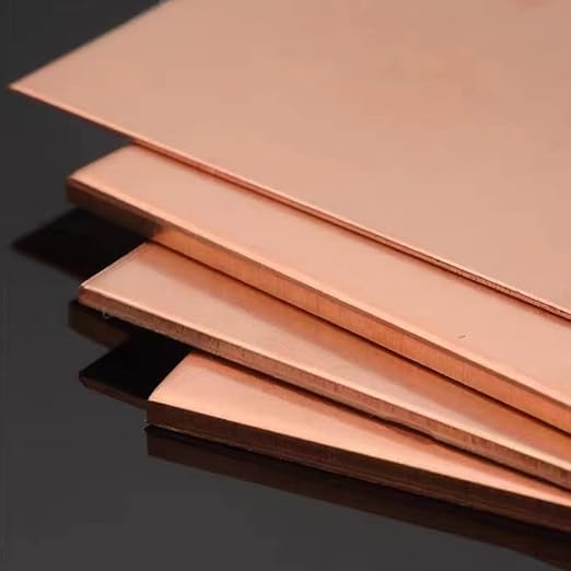 4 Pcs 99.9% Pure Copper Sheet Metal, 6" x 6", 24 Gauge(0.5mm) Thickness, Double Sided Film Attached Copper Sheets Plates for Crafting, Modelers, Jewelry, Repairs, Electrical