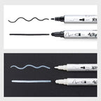 TRANSON 6 Black and 2 White Paint Markers Bold and Fine Dual-tip Acrylic Paint Marker for Rock Glass Canvas Wood Leather Ceramic DIY Painting