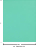 PA Paper Accents Stash Builder Cardstock 8.5" x 11" Aquarium, 65lb colored cardstock paper for card making, scrapbooking, printing, quilling and crafts, 25 piece pack