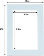 6x8 Mat for 8x10 Frame - Precut Mat Board Acid-Free Show Kit with Backing Board, and Clear Bags Baby Blue 6x8 Photo Matte Made to Fit a 8x10 Picture Frame Matboard for Framing, Pack of 25 Mats