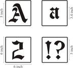 5 Inch Alphabet Letter Stencils for Painting - 70 Pack Old English Letter Stencil Templates with Numbers and Signs for Painting on Wood, Reusable Letters Stencils for Chalkboard Wood Signs & Wall Art