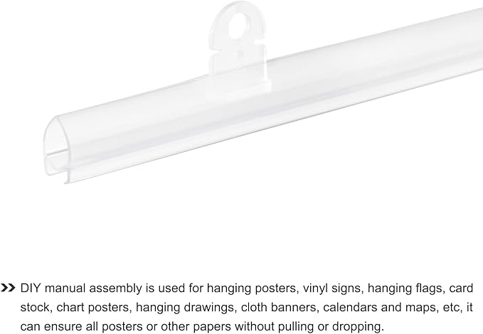 MECCANIXITY PVC Poster Hanger Rail Poster Strip Bar 30cm/12inch Clear with Clips for Poster, Map, 4 Set