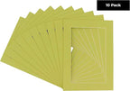Pack of Ten Acid Free 8x10 Mats Bevel Cut for 5x8 Photos - Pistachio Green Precut Matboards With Backing Boards and Self Seal Photo Mat Bags For Pictures, Photos, Framing - 4-ply Thickness