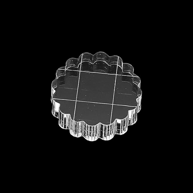 PATIKIL 1" Acrylic Stamp Block, 6Pcs Clear Stamping Block with Grid Lines Decorative Mounting Blocks Round for Scrapbooking DIY Crafts Card Making