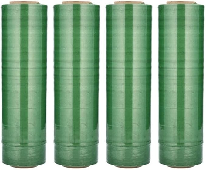 PSBM Green Stretch Wrap, 15 Inch x 1476 Feet, 72 Pack, Tinted Pre-Stretched Shrink Wrap Film for Moving, Packaging, Pallet Wrapping