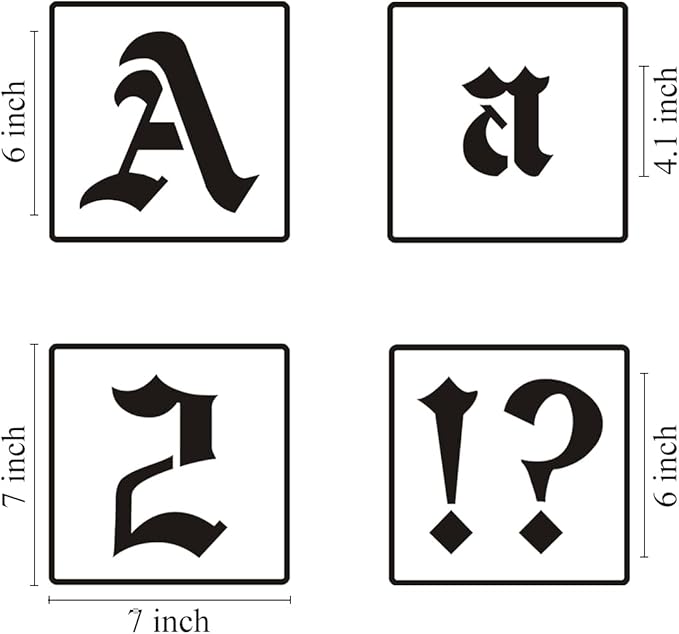 6 Inch Alphabet Letter Stencils for Painting - 70 Pack Old English Letter Stencil Templates with Numbers and Signs for Painting on Wood, Reusable Letters Stencils for Chalkboard Wood Signs & Wall Art