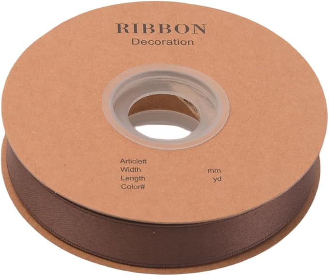 Double Side Satin Ribbon, Continuous 20 Yards,Use for Craft Bows Bouquet, Gift Wrapping, Wedding Decoration, Floral Arrangement (Coffee, 4/5 inch)