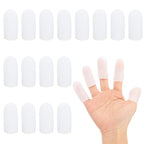 PATIKIL Gel Finger Cots 1.6"x0.79", 20 Pcs Silicone Finger Protector Support Finger Sleeve Cushions Thumb Protector Covers Fingertip Caps Gloves for Finger Cracking, White