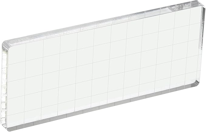 PATIKIL 5" x 2" Acrylic Stamp Block, Clear Stamping Block with Grid Lines Decorative Mounting Blocks Square for Scrapbooking DIY Crafts Card Making