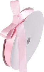 5/8" x 100 Yards Light Pink Polyester Satin Ribbon Single Faced Bulk Fabric Ribbons for Gift Wrapping, Crafting, Bows Making, Sewing, Wedding, Home Decor
