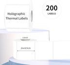 White Square Thermal Labels Stickers 2" x 2", Self-Adhesive Waterproof Square Direct Thermal Labels Stickers, Perforation Line Design