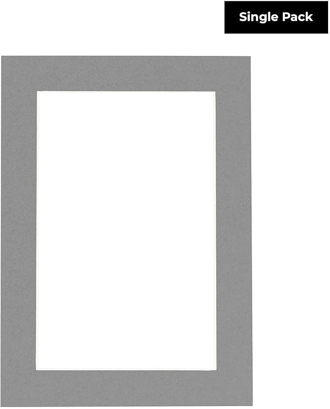 8x10 Mat Bevel Cut for 5.5x8.5 Photos - Acid Free Mid Grey Precut Matboard - For Pictures, Photos, Framing - 4-ply Thickness