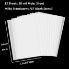 12 Pcs 10 Mil Blank Stencil Sheets 12 x 24 inch Milky Translucent PET Stencil Making Sheet Mylar Blank Template for DIY Art Craft, Cricut, Laser Cutting, Template Material