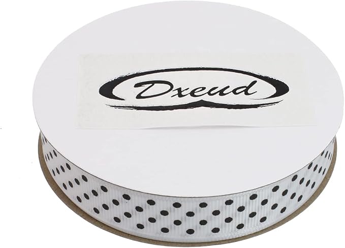Polka Dot Grosgrain Ribbon 25 Yard Each Roll 100% Polyester (5/8", White)