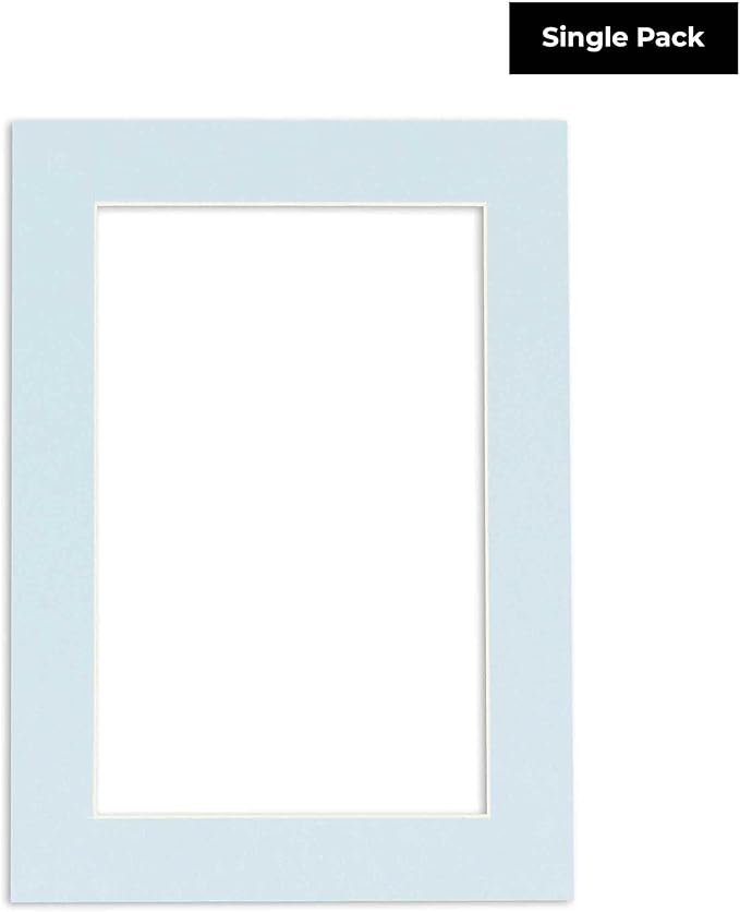 Poster Palooza 8.5x11 Mat Bevel Cut for 7x9 Photos - Acid Free Baby Blue Precut Matboard - for Pictures, Photos, Framing - 4-ply Thickness