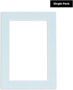 8x10 Mat Bevel Cut for 5x8 Photos - Acid Free Baby Blue Precut Matboard With Backing Board and Crystal Clear, Self Seal Photo Mat Bag - For Pictures, Photos, Framing - 4-ply Thickness