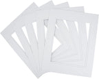 Golden State Art, 11x14 Double Mats for 8x10 - for Photos, Pictures, Frames - Acid-Free, 5 Pack, White Over White