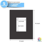 MBC MAT BOARD CENTER, 5 Pack 11x14 for 5x7 Black Picture Mats Frame Mattes, Bevel Cut, Acid Free, 4-ply Thickness
