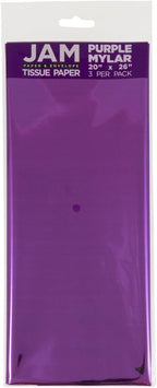 JAM PAPER Tissue Paper - Purple Mylar - 3 Sheets/Pack