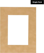8x10 Mat Bevel Cut for 5.5x8.5 Photos - Acid Free Beige Suede Precut Matboard - For Pictures, Photos, Framing - 4-ply Thickness