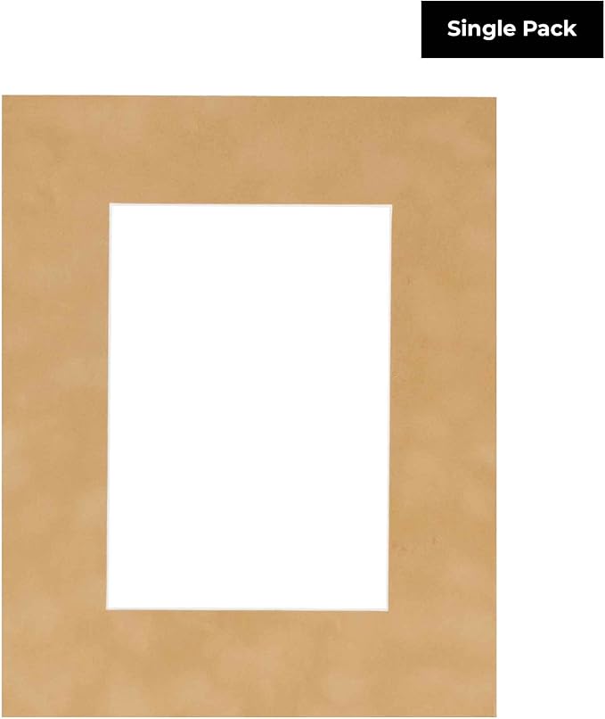 8x10 Mat Bevel Cut for 5x8 Photos - Acid Free Beige Suede Precut Matboard - For Pictures, Photos, Framing - 4-ply Thickness