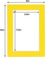 6x8 Mat for 8x10 Frame - Precut Mat Board Acid-Free Show Kit with Backing Board, and Clear Bags Yellow 6x8 Photo Matte Made to Fit a 8x10 Picture Frame Matboard for Framing, Pack of 10 Mats