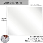Transparent Blank Mylar Stencil Sheets for Cutting, Gift, 24" x 36" 10 mil/0.25mm Thick 5 Sheets.Acetate Template Material, Craft Plastic Sheets (24×36” /10 mil)