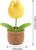 Tulip Pin Cushion, Handmade Knitted Pincushions, Cute Pin Cushions Needle Holders for Sewing Quilting Accessory, DIY Crafts or Patchwork Decor.Flowerpot Design Yellow Tulip