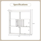 Giantex 7 Cube Bookshelf, Free-Standing Wooden Bookcase, 4 Tier Home Display Shelf, Horizontal Storage Unit w/Anti-Toppling Devices, Open-Back Display Rack for Study, Bedroom, Living Room, White