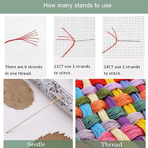 Stitchmelody 14CT Counted Cross Stitch Kits for Adults,DMC Threads Unprinted Pattern Embroidery Kit Needlework-Flower Cabin 17.3''×13''