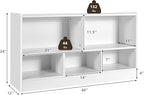 KOTEK Toy Storage Organizer, 5 Cubby Kids Bookshelf, Wooden 3-Tier Bookcase Storage Cabinet, Open Display Book Shelf for Daycare, Nursery, School Classroom, Living Room & Bedroom (White, 5 Cubes)