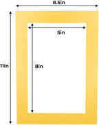 5.5x8.5 Mat for 8.5x11 Frame - Precut Mat Board Acid-Free Metallic Gold 5.5x8.5 Photo Matte For a 8.5x11 Picture Frame, Matboard for Family Photos, Show Kits, Art, Picture Framing, Pack of 1 Mat