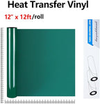 Guangyintong Heat Transfer Vinyl Rolls, 12" x 12ft Matte Green HTV for T-Shirts, All Cutter Machines, Easy Cut & Weed