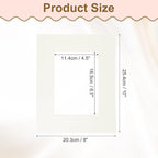 Picture Mats, 8 x 10 for 5 x 7 Pictures Acid Free White Core Bevel Cut Frame Mattes for Display Art Measuring, Cream