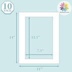 MBC Mat Board Center, 10 Pack 11X14 for 8X12 White Picture Mats Frame Mattes, Bevel Cut, Acid Free, 4-Ply Thickness