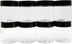 4 oz Plastic Jars with Lids,8 Pack Wide-mouth Clear Storage Containers, Empty Round Clear Plastic Jars with Lids and labels for Body Butter, Bath Salt, Slime and Beauty Products