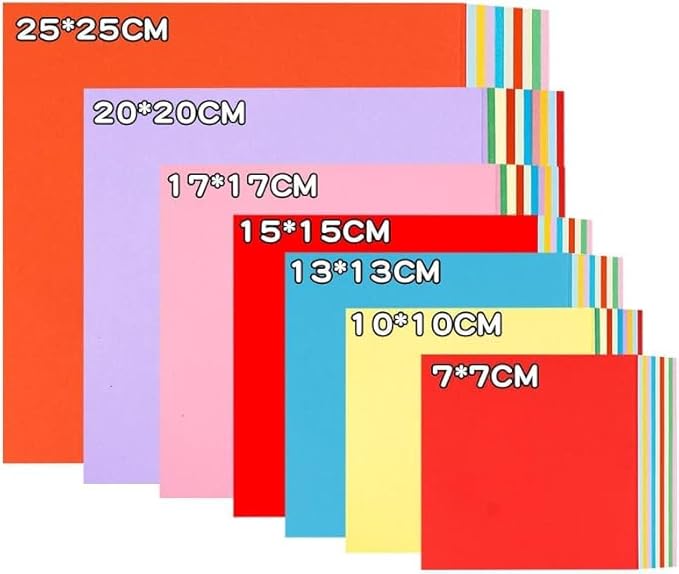 2 Pack 10 Colors Origami Paper Double Sided Color 100 Sheets Square Easy Fold Paper for Beginner (Centimeters, 25x25)